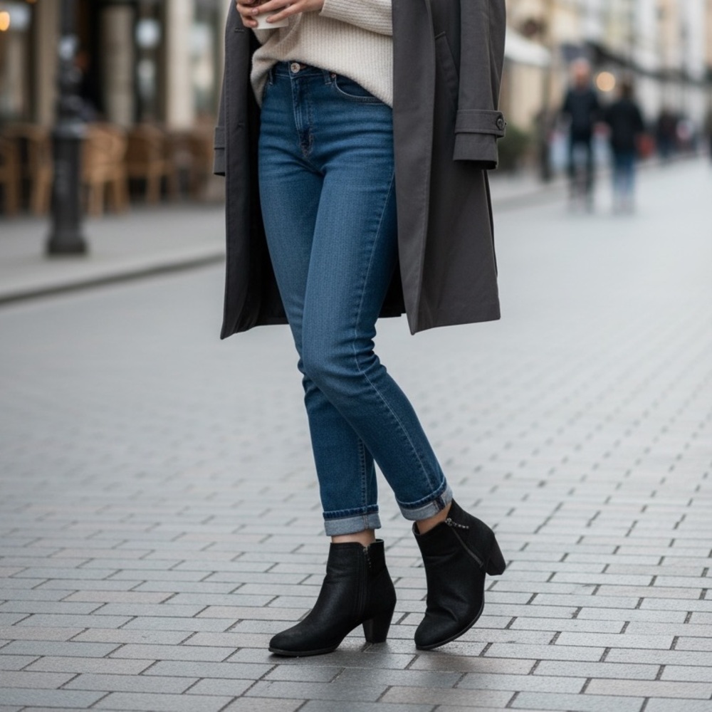 JustFab Black Raylene Suede Ankle Boots•12W